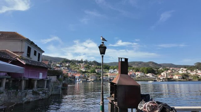 Combarro, horreos and stone crosses overlooking peaceful water in galicia, spain