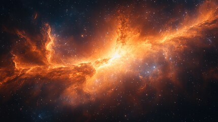 Fototapeta premium Fiery nebulae in deep space with stars