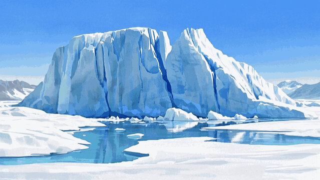 Glacial whispers glacier isolated watercolor vector illustration svg 