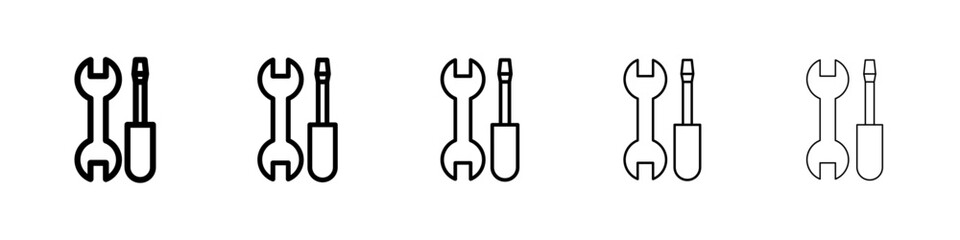 Repair icons vector set in different stroke line style