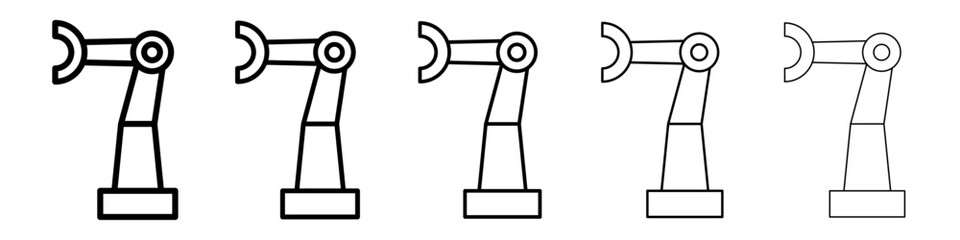 Robot arm icons vector set in different stroke line style