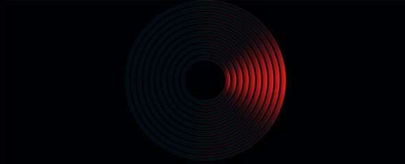 3D dark black and red gradian abstract background with red light effect. Modern rounded diagonal lines. Trendy geometric elements. Minimalist design. Futuristic technology concept. Vector