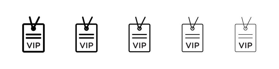 VIP pass icons vector set in different stroke line style