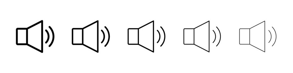 Volume icons vector set in different stroke line style