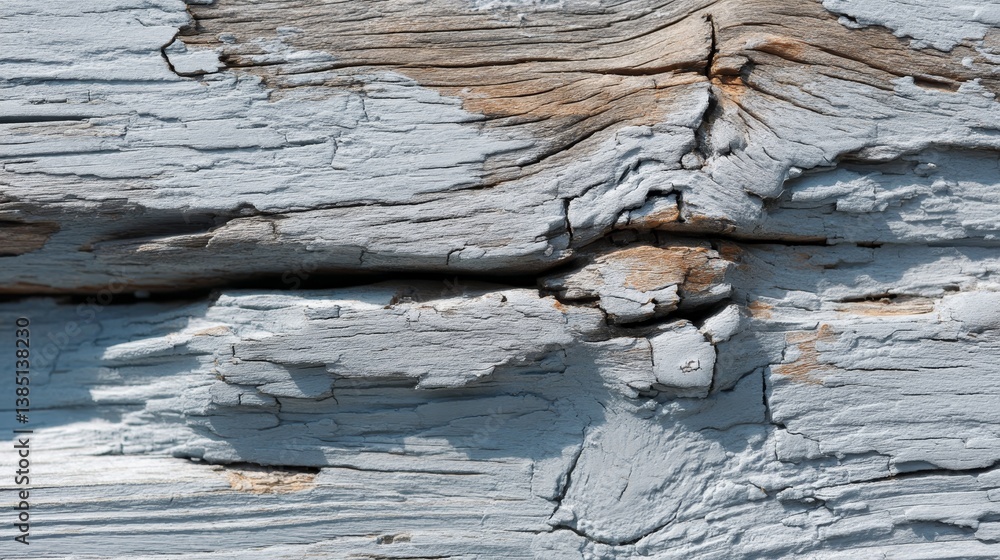 Poster uneven wooden planks display sun-bleached textures with cracks and chipped paint, creating a rustic 