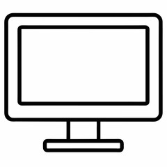 Monitor outline icon on white background 