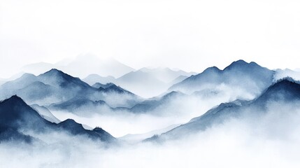 Misty Mountain Range. Atmospheric Landscape