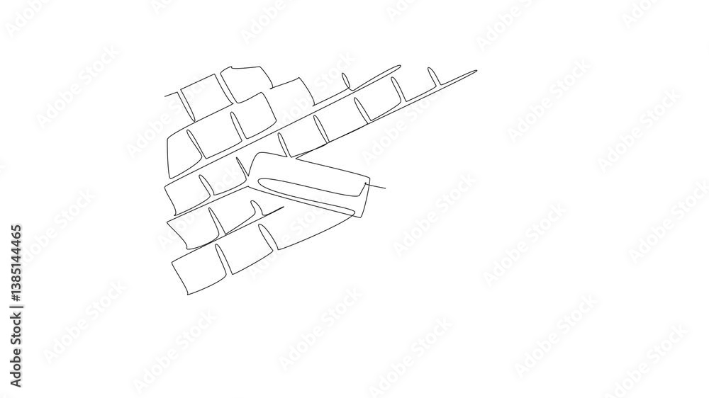 Aufkleber self drawing animation of single one line drawing flash drive above the keyboard keys. backing up wo