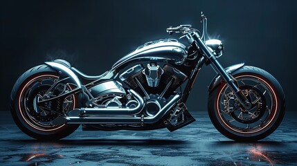 Luxury expensive sports motorcycle parked on dark background. modern luxury design sports bike.
