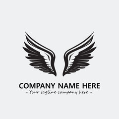 Wing illustration black and white for logo company vector image
