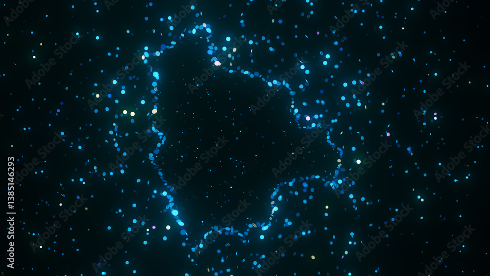 Poster futuristic digital visualization of bolivia map composed of glowing blue particles. the abstract cos