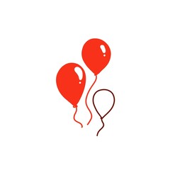 red balloon happy birthday on white background