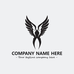 Wing illustration black and white for logo company vector image
