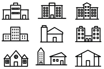 Condominium Line Art Illustration Modern Sketch for Interior Design 