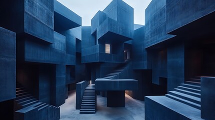 Abstract Concrete Labyrinth Interior