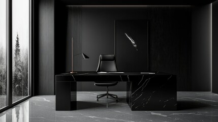 Office interior with a monochrome design theme