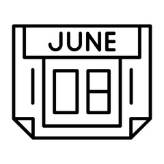 8 June Outline Style Icon