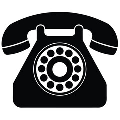 Black Old Rotary Telephone Silhouette Design