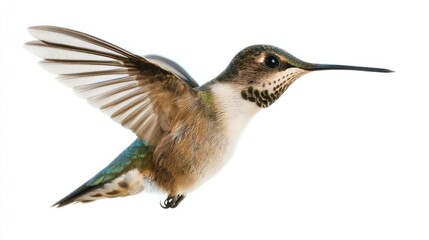Fototapeta premium Hummingbird mid-flight isolated on white background