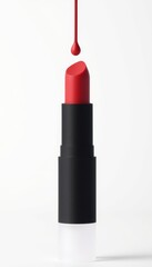 Red Lipstick with Droplet - Beauty and Cosmetics Product Shot