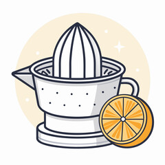 Create a bold, vector illustration of a citrus juicer, emphasizing thick outlines and vibrant color.  Background should be clean and simple.