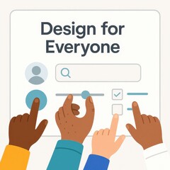 Obraz premium Diverse hands interacting with inclusive website design interface for accessibility