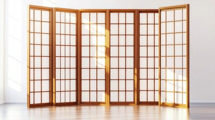 Japanese Shoji screens isolated on white background
