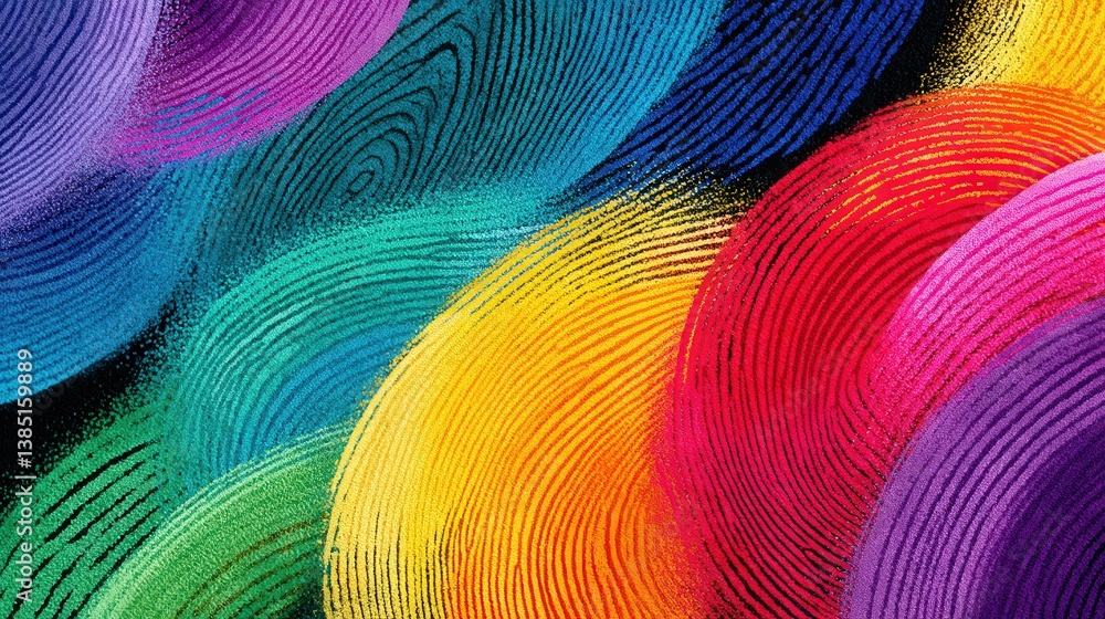 Poster a vibrant abstract design featuring swirling colors and textured patterns resembling fingerprints, c