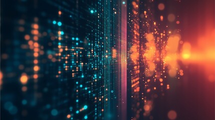 Fototapeta premium Digital Frontier: Abstract data streams pulse with dynamic energy, symbolizing the intricate interconnectedness of the digital age, showcasing the evolution of modern technology