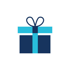 Dark Blue Gift Box with Light Blue Ribbon and Bow Symbolizing Celebrations, Generosity, and Festive Occasions in Minimalist White Background