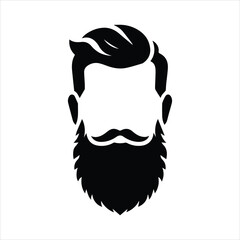 Silhouette of a Bearded Man with Mustache and Stylish Hair