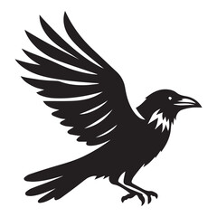 Obraz premium Crow silhouette black and white vector icon