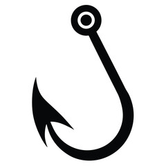 Isolated Fishing Hook Icon in Black