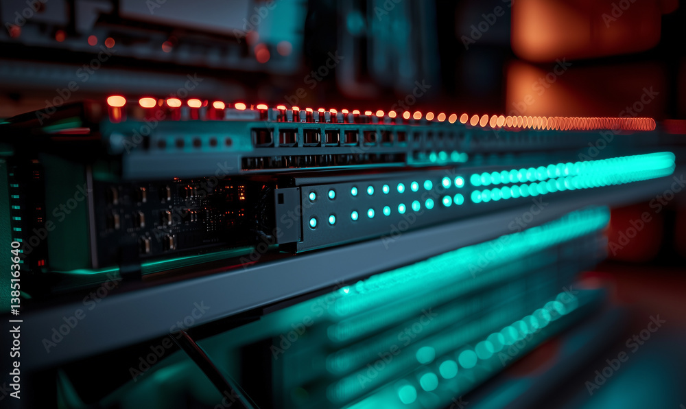 Aufkleber data center operations technology hub digital infrastructure modern environment close-up view cloud 