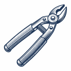Create a bold, vector illustration of a fish gripper tool, emphasizing strong, clean lines and a thick stroke.  Include detailed, realistic features.