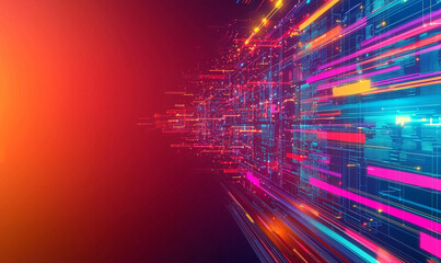 Dynamic data visualization of cloud computing technologies digital environment abstract art high-tech viewpoint