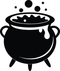 Magical Cauldron Silhouette Vector & Witchcraft Icon, Cauldron SVG