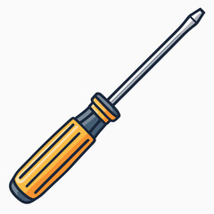 Create a bold, flat vector illustration of a flathead screwdriver with a thick, easily identifiable stroke.  Ensure high contrast.