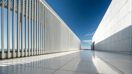 Naklejka premium Modern Architectural Design Sleek White Exterior and Linear Perspective