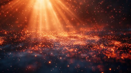 Fototapeta premium Dramatic, fiery particles spotlighting a dark surface