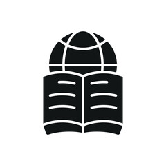 Book with world globe icon symbolizes global literacy, education, and cultural exploration