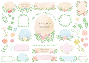 Pastel-Colored Floral Frames And Backgrounds Set Isolated On A White Background. Vector Illustration.