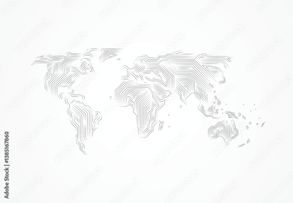 Poster world map line connection design. global network connection isolated white background. vector illust
