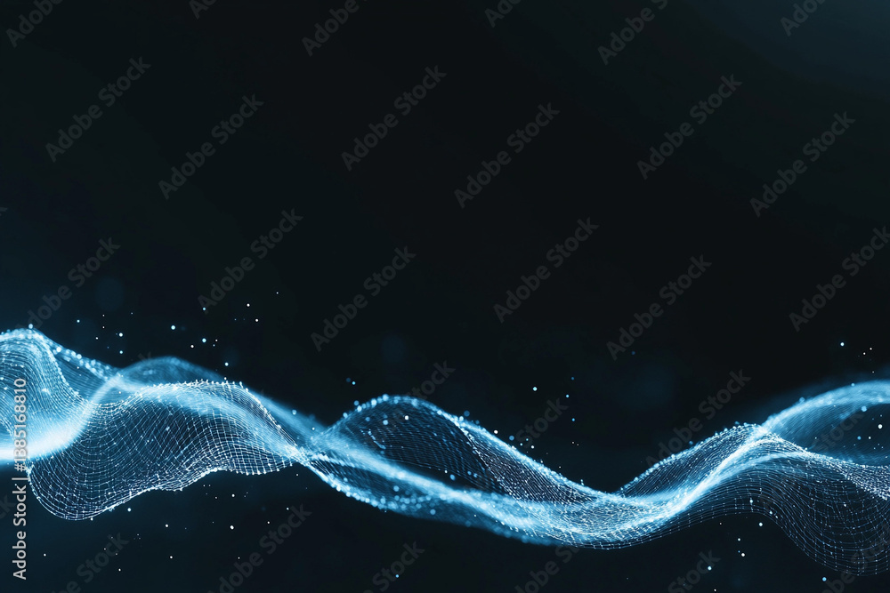 Poster dynamic visualization of abstract soundwaves in continuous motion showcasing fluidity and energy