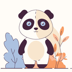 Fototapeta premium Cute Cartoon Panda Vector Set – Kawaii Baby Panda, Black and White Mascot, Chibi Animal Character for Stickers, Kids Books, Logos & Coloring Pages.