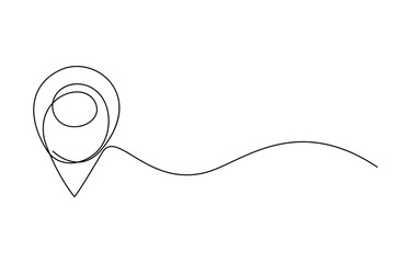 Obraz premium Continuous one line art location icon