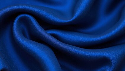 Obraz premium Deep Royal Blue Satin Fabric Texture Background with Elegant Drapes