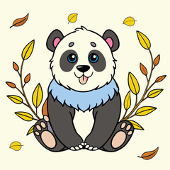 Cute Cartoon Panda Vector Set – Kawaii Baby Panda, Black and White Mascot, Chibi Animal Character for Stickers, Kids Books, Logos & Coloring Pages.