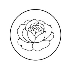 Obraz premium Decorative round floral frames made of blooming flowers hand drawn with contour lines