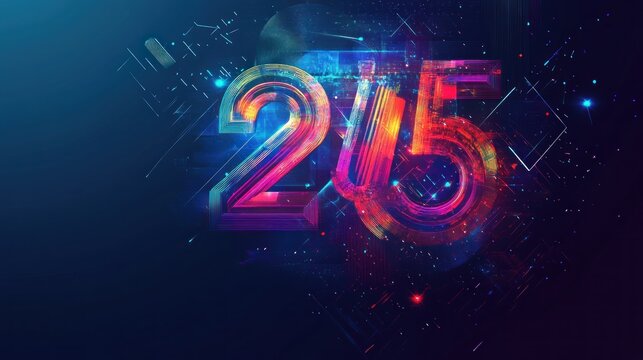 Festive 275 number, digital art, dark background, celebration
